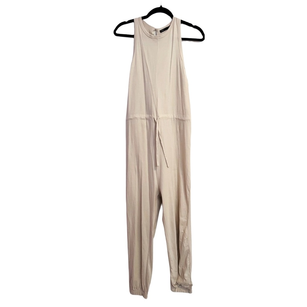 Zara Cream Jumpsuit Sz. Small, 100% Cotton, Drawstring Waist, Banded Ankles NWOT